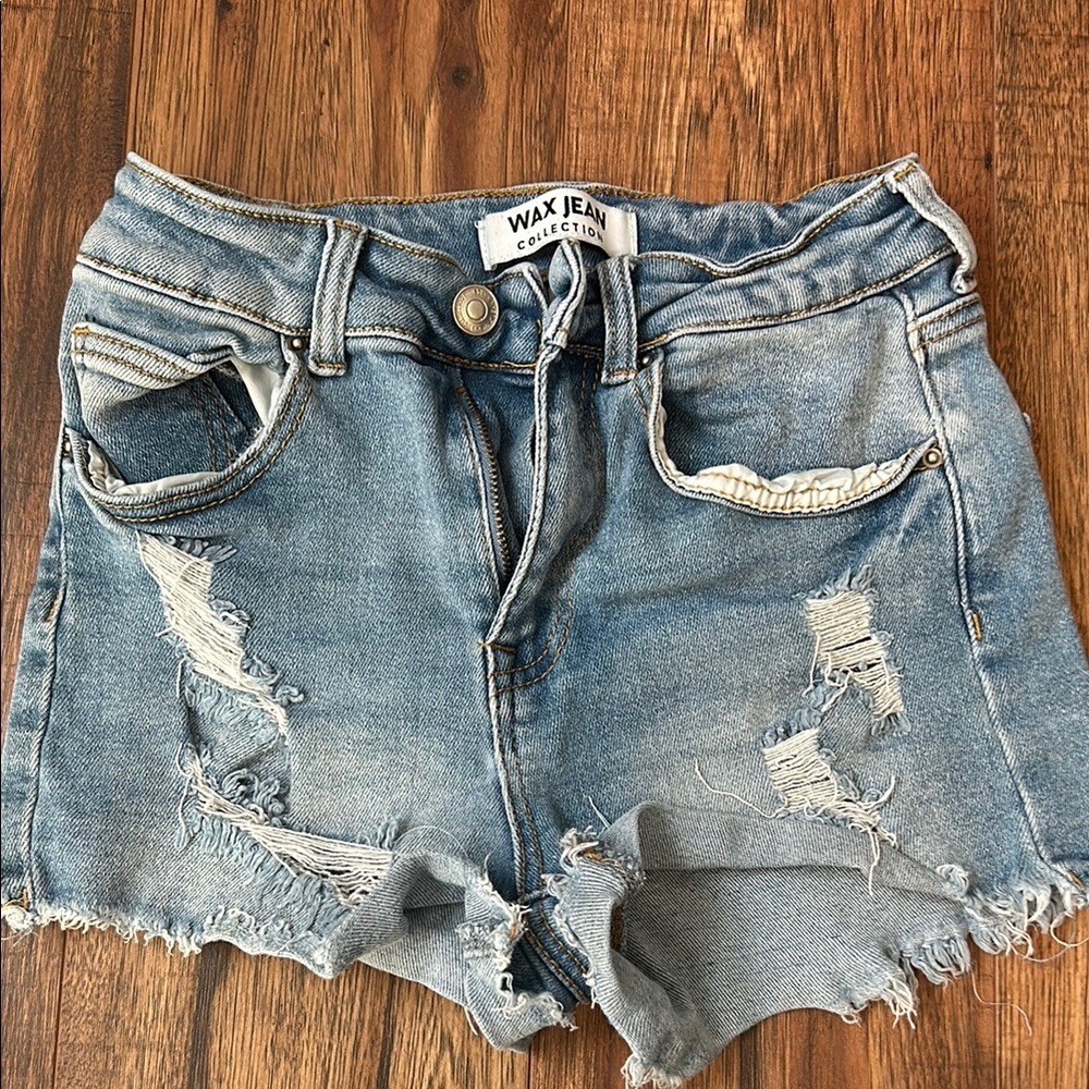 Wax Jean Women's Distressed Denim Shorts - Blue